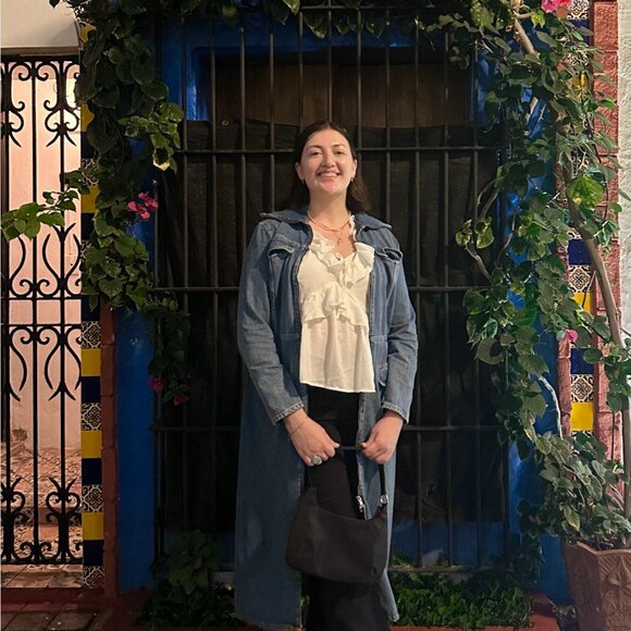 Belted Utility Midi Dress in Blue Denim size 12 - Picture 2 of 3